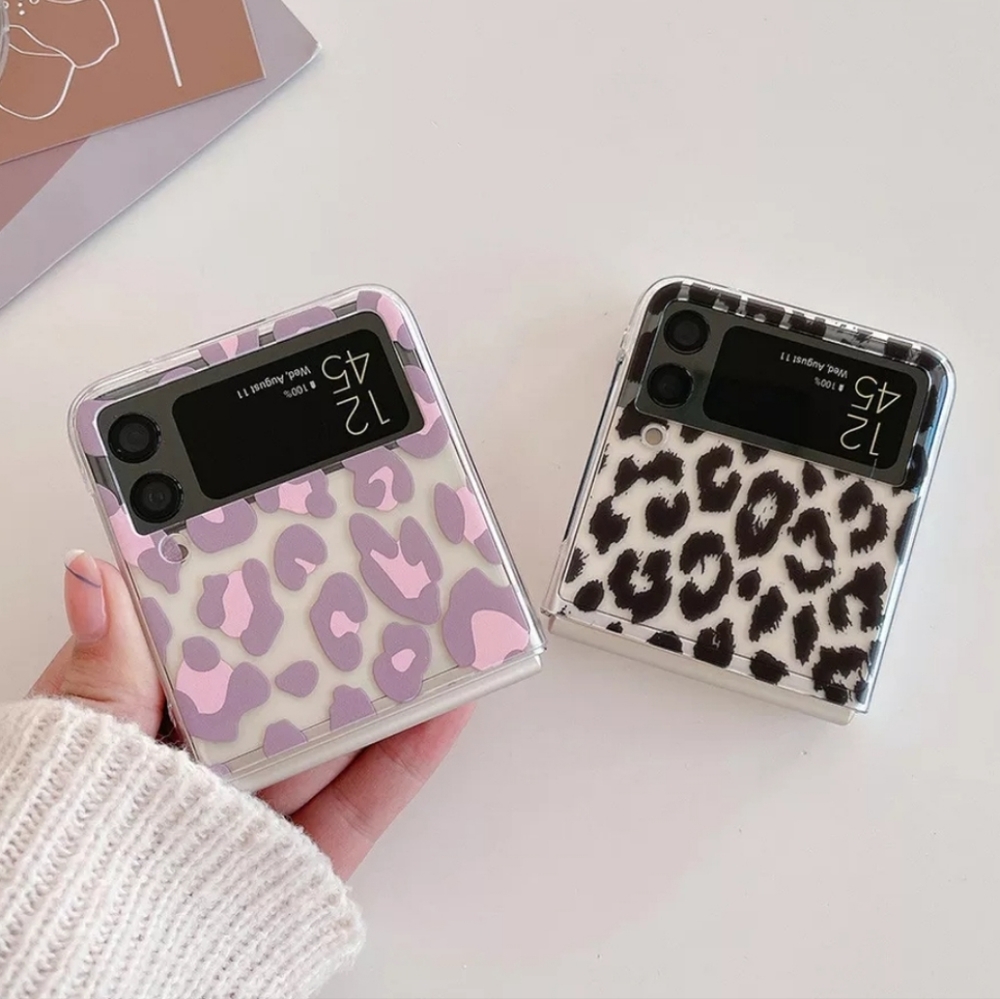 Samsung Galaxy Z Flip 3 Case Leopard Print Clear Case - Picture 3 of 7